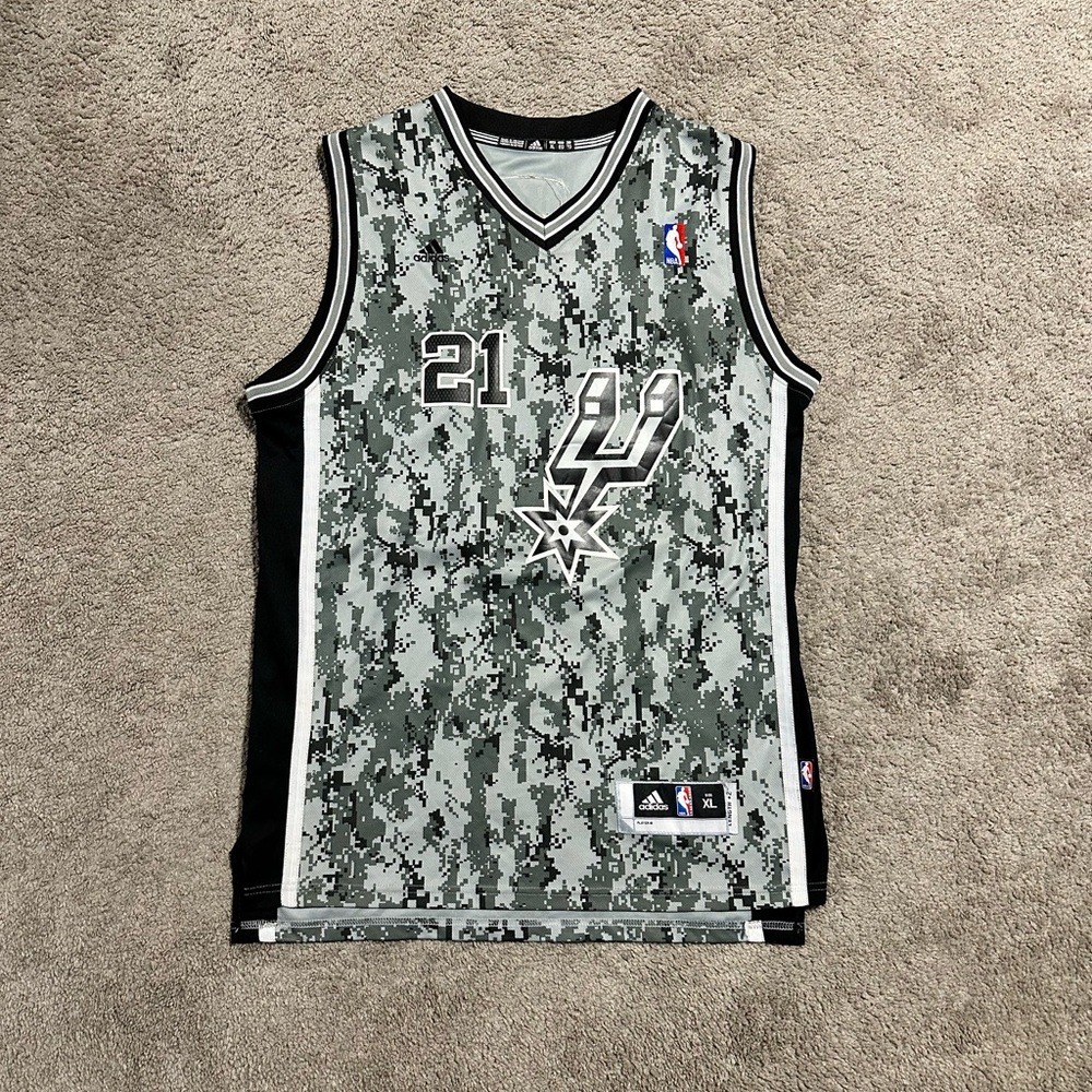 2013-14 Adidas Tim Duncan Swingman Camo Jersey